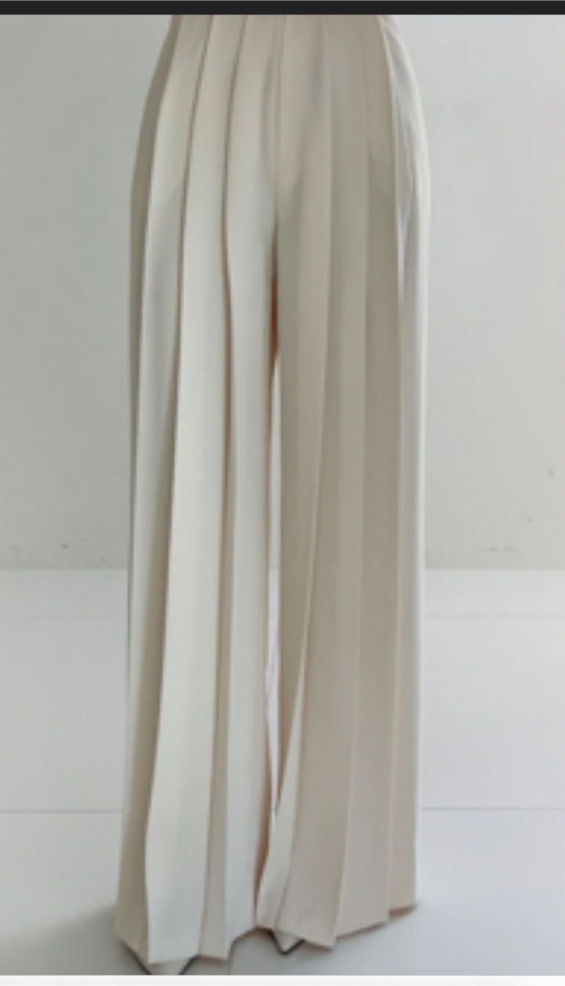 Pleated High Waist Wide Leg Pants,white color - photo 4