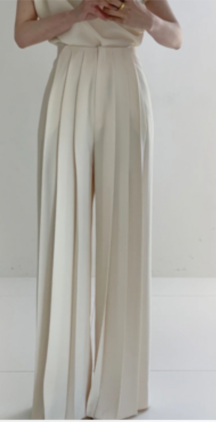 Pleated High Waist Wide Leg Pants,white color - photo 3