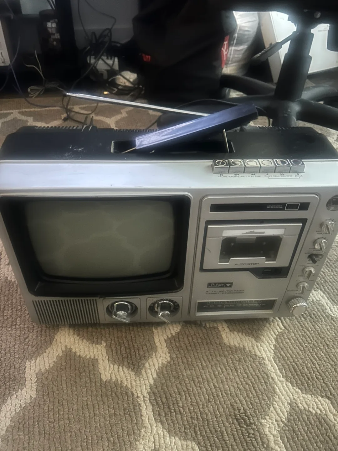Vintage Pulser 9" TV/AM/FM Radio Cassette Recorder- low price thumbnail