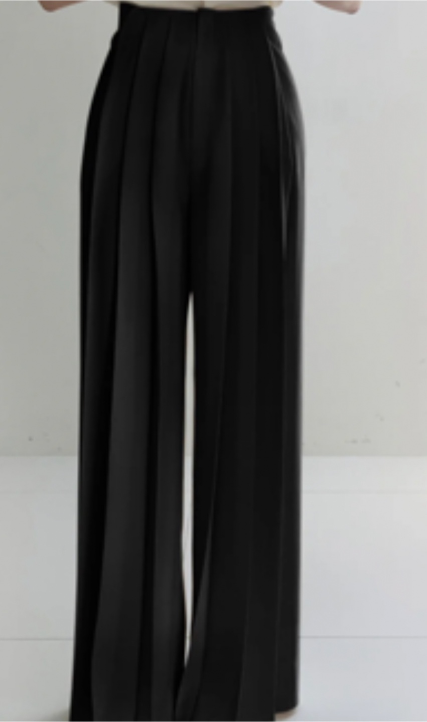 Pleated High Waist Wide Leg Pants,black color - photo 3