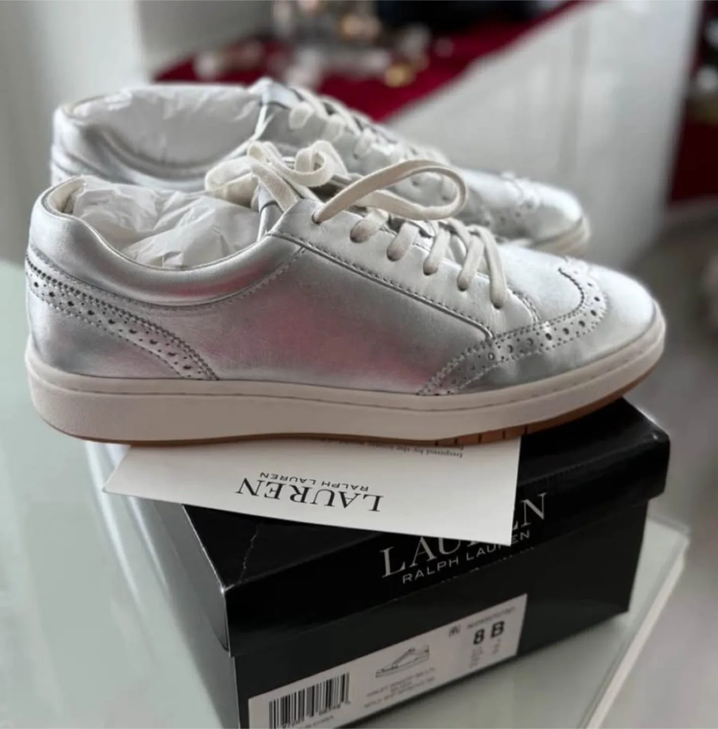 Ralph Lauren Silver Sneakers - Size 8B thumbnail