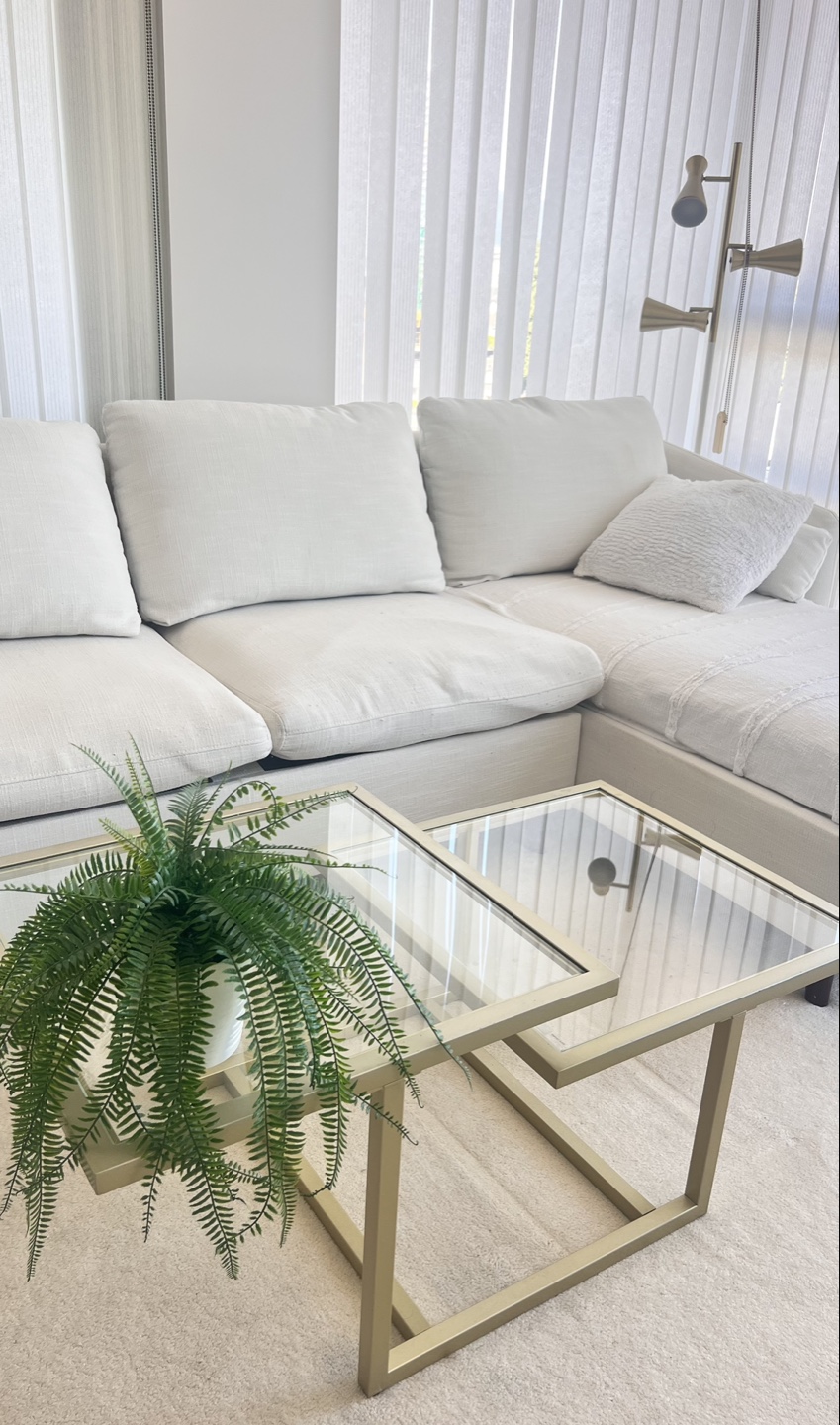 Gold Metal & Glass Coffee Table