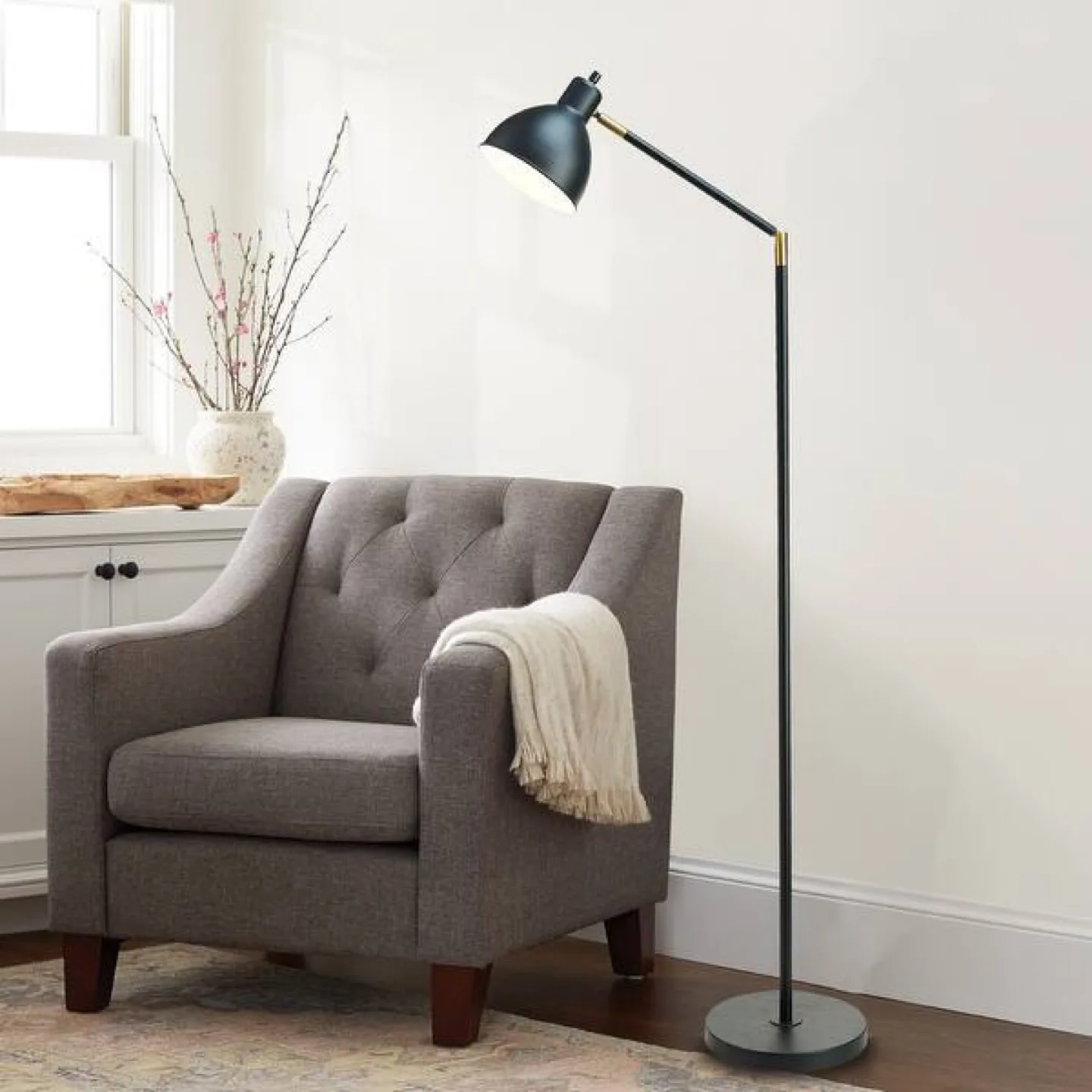 Black Adjustable Floor Lamp (54.5 in) thumbnail