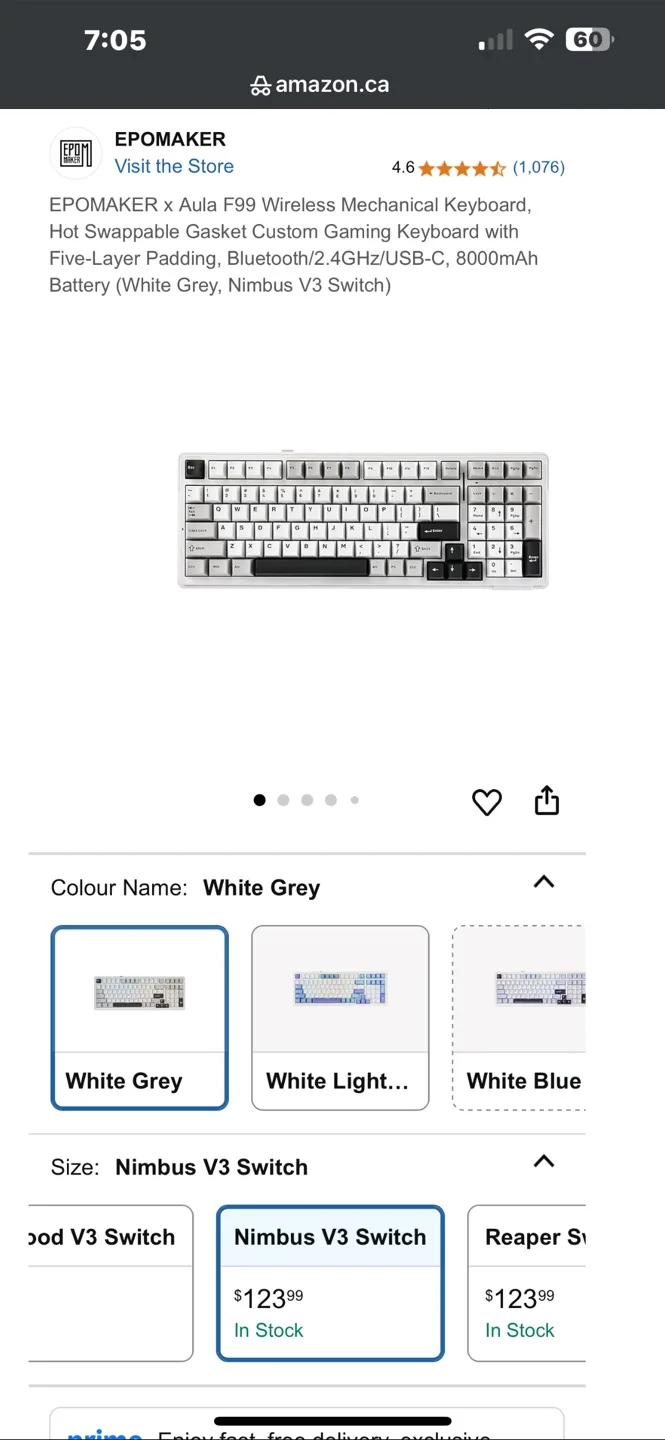 AULA F99 Mechanical Keyboard - White Grey thumbnail