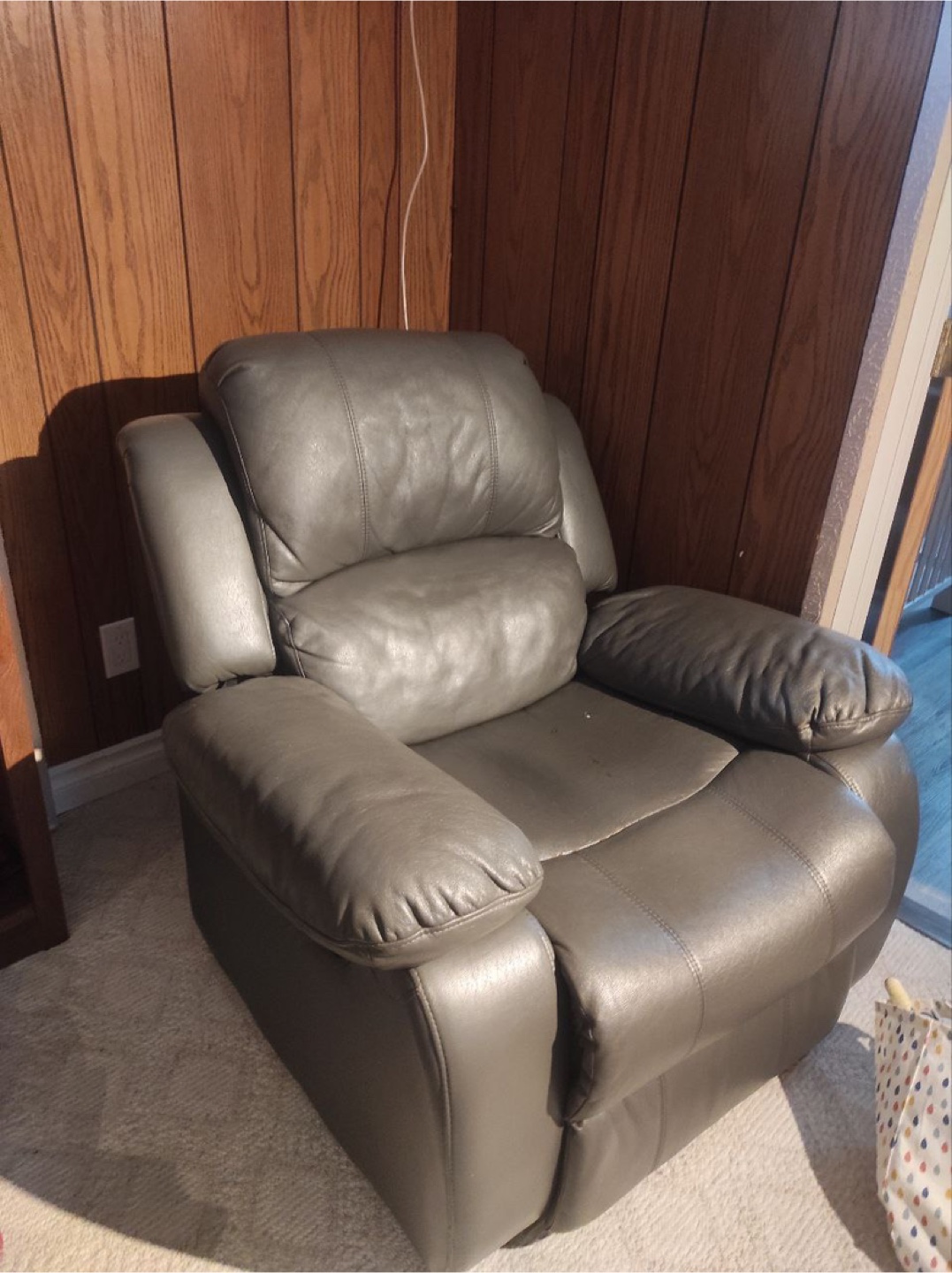 Leather Recliner Chair - Grey