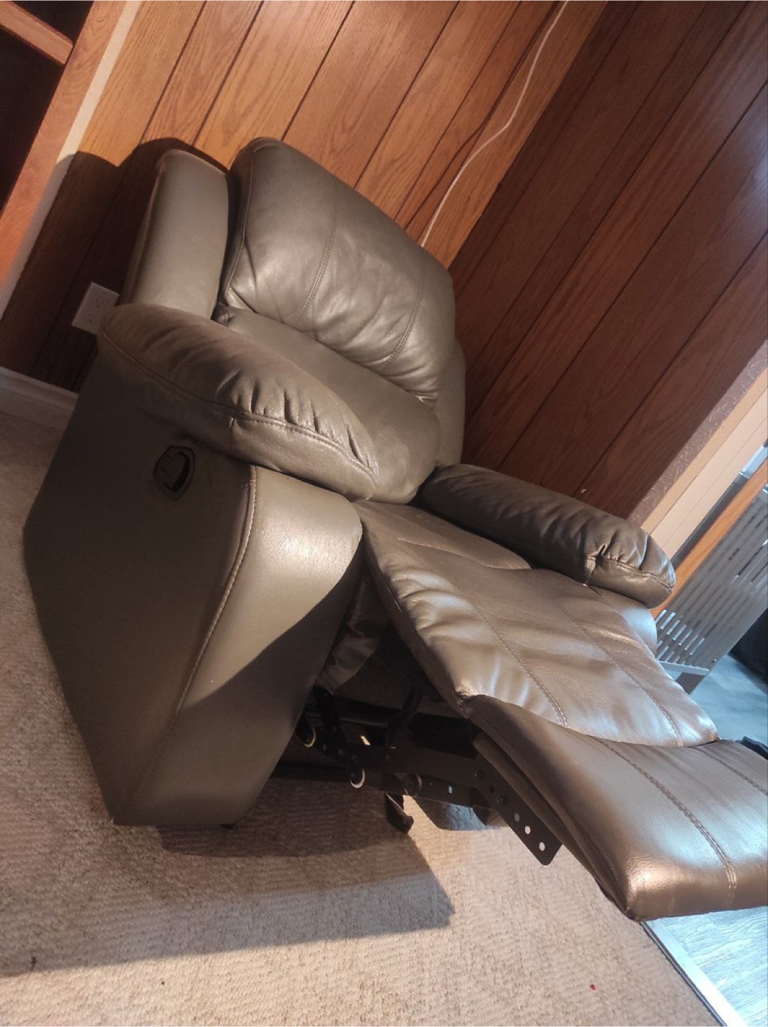 Leather Recliner Chair - Grey - photo 2