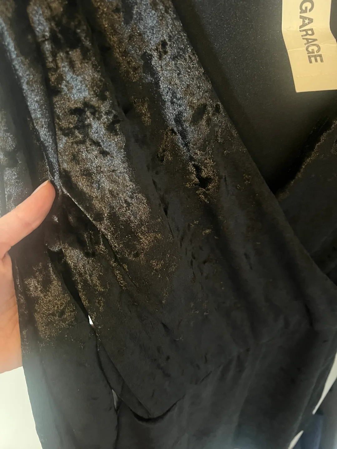 Garage Black Velvet Long Sleeve Dress - Size S image indicator(3)