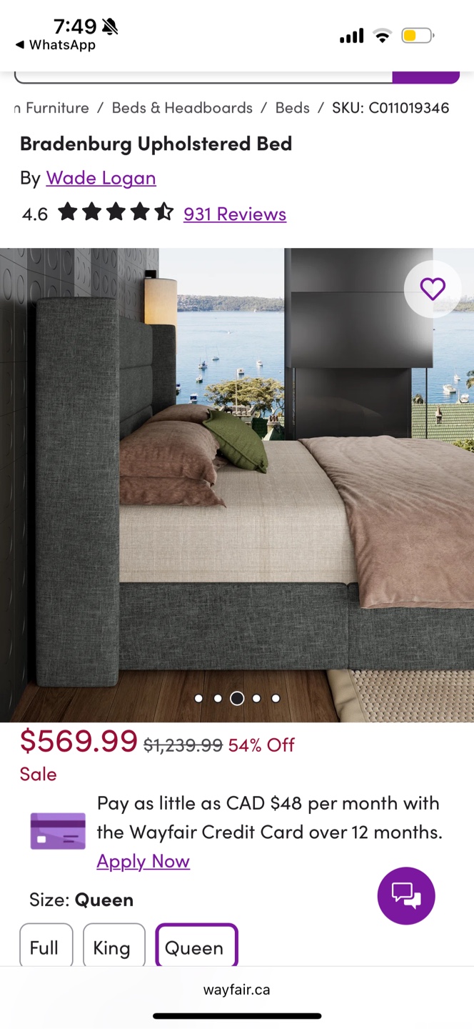 Queen Size Bradenburg Upholstered Bed - photo 2