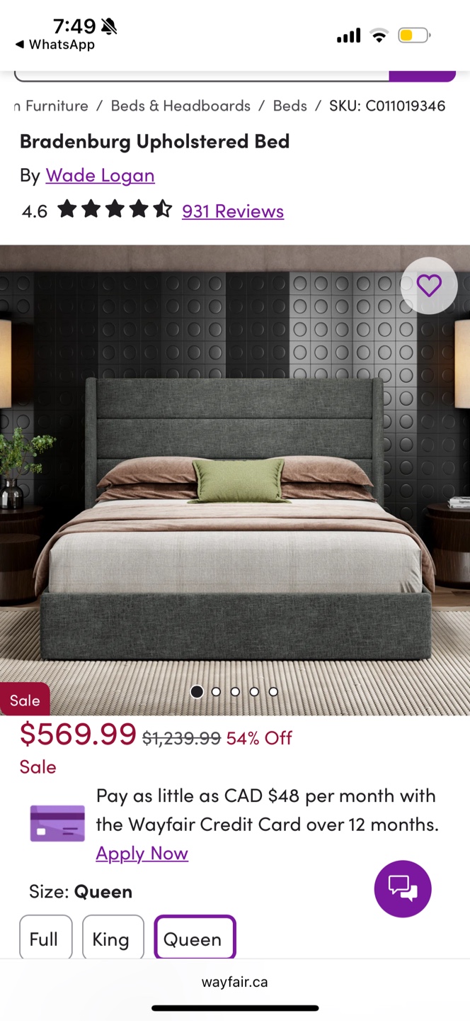 Queen Size Bradenburg Upholstered Bed - photo 5