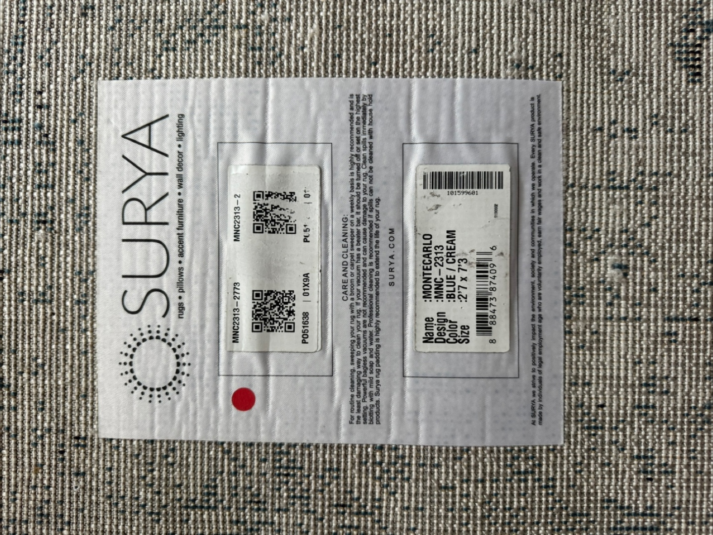 Surya Montecarlo Rug - 2'7 x 7'3 - Blue/Cream - photo 3