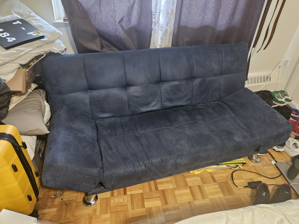 Dark Blue Futon Sofa Bed - Moving Sale