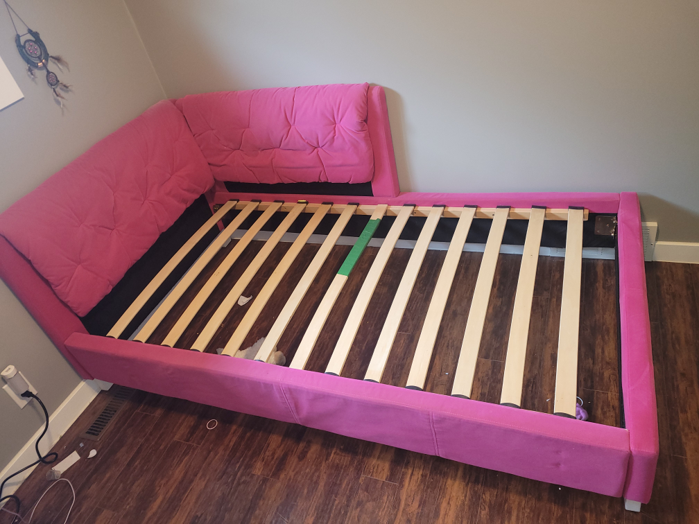 Pink Upholstered Bed Frame with Bamboo Mattress - photo 2