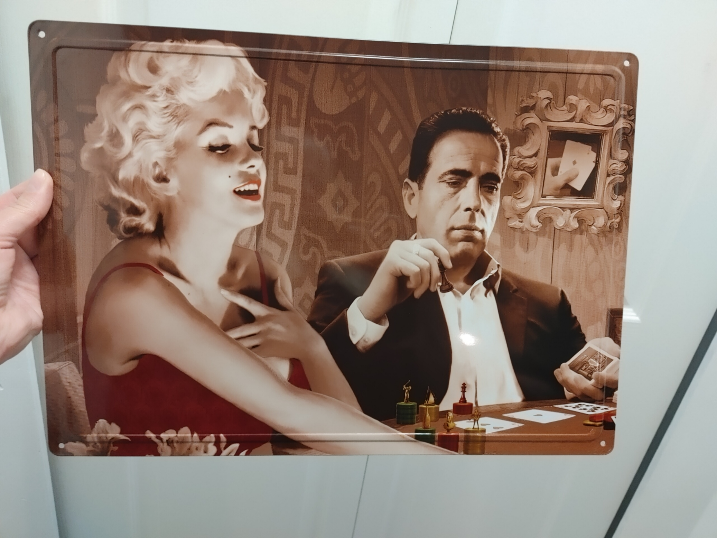 Vintage Marilyn Monroe and Humphrey Bogart Metal Wall Art