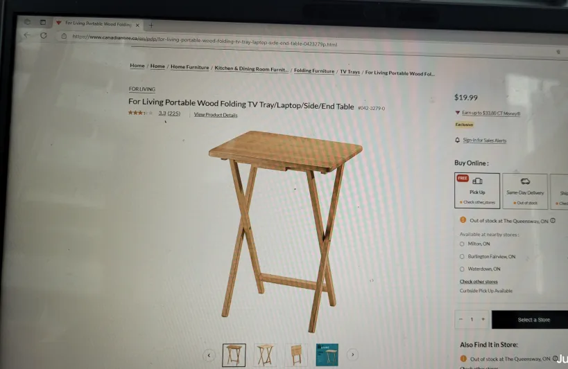 Portable Wooden Folding Tray Table thumbnail