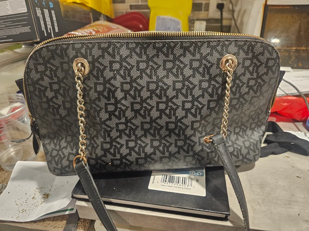 DKNY Black Patterned Shoulder Bag thumbnail