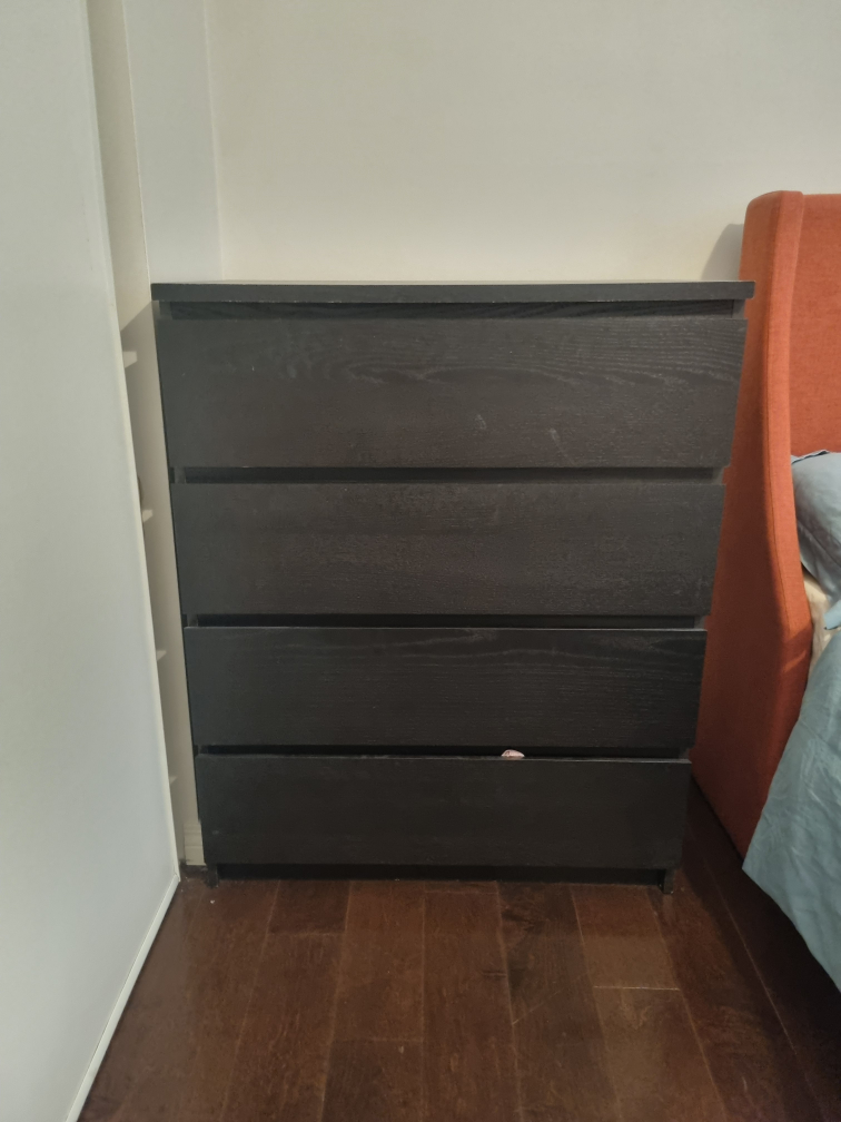 Ikea MALM 4-drawers dresser, black-brown