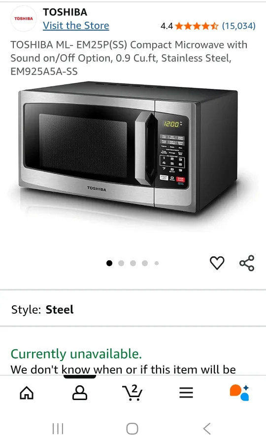 Compact Microwave Toshiba ML-EM25P(SS) image indicator(4)