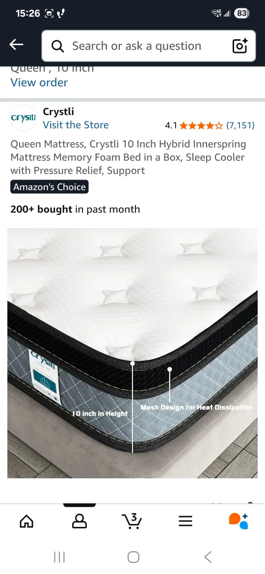 Queen Mattress + Slatted + (free) Bed frame image indicator(4)