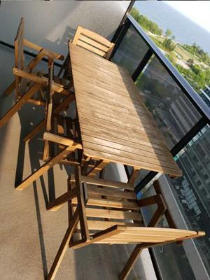 Wooden Patio Table & Chairs Set - photo 2