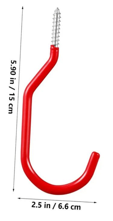 2 Red Storage Hooks for Bikes, Scooters, Tires, Hoses - photo 5