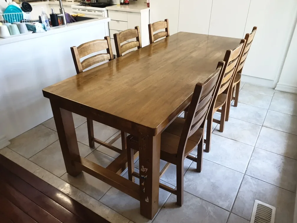 Wood Dining Table with 6 Chairs image indicator(2)