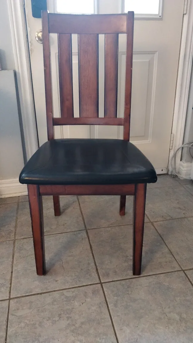 4 Sturdy & Stylish Dining Chairs (Dark Wood, Black Seats) image indicator(5)