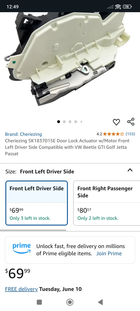 Door Lock Actuator - Front Left Driver Side image indicator(4)