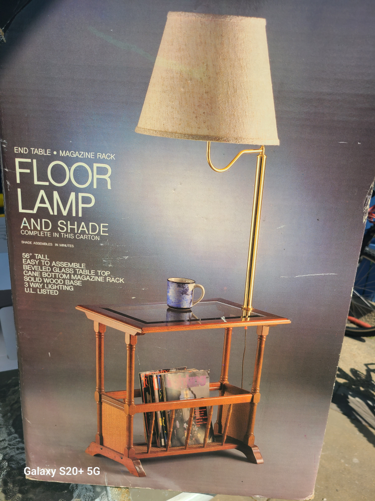 Floor Lamp With Table and Magazine Rack