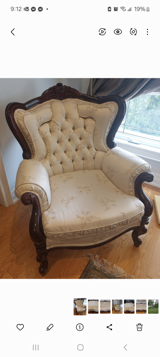 Antique Style Sofa, Loveseat, and Armchair Set