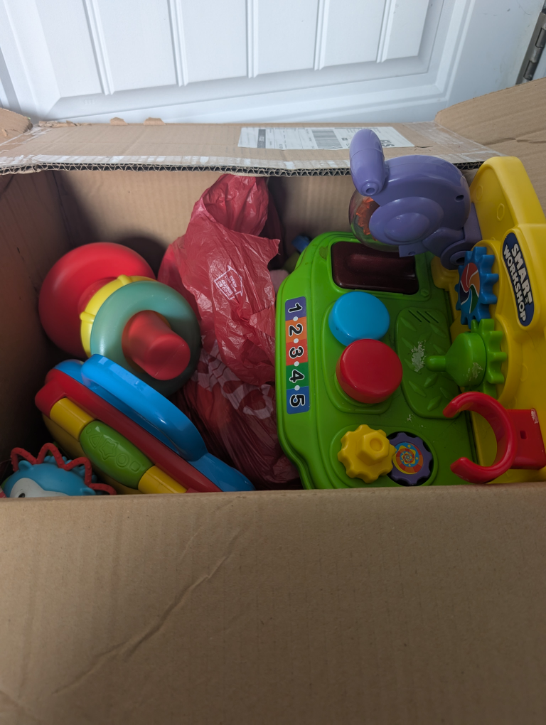 mixed box of baby/toddler toys