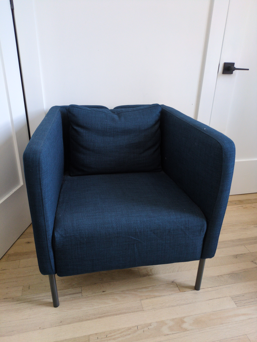 Blue Armchair with Pillow