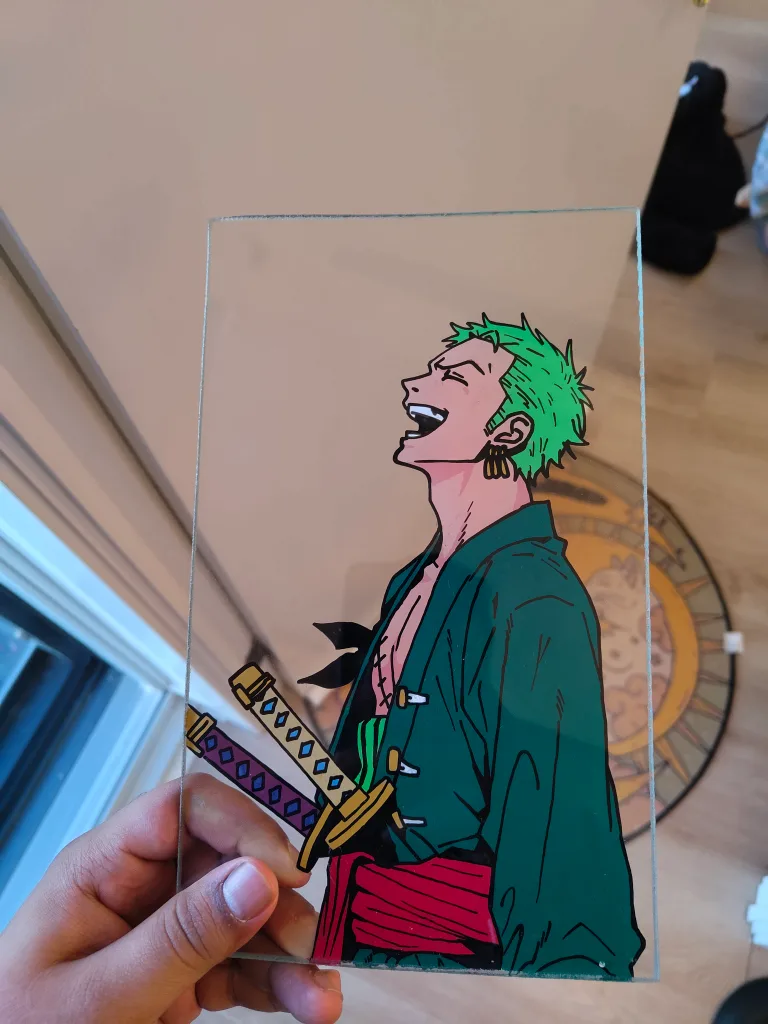 ONE PIECE ZORO 🐉 Anime Glass Art🥕 🧡 image indicator(2)