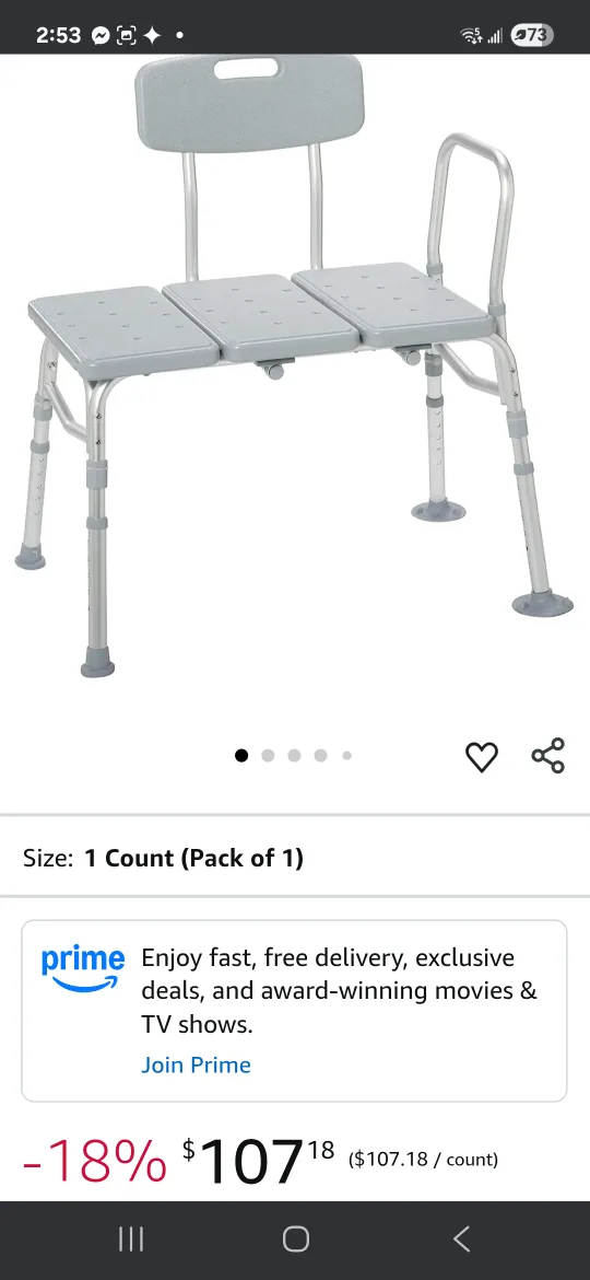 Medical Shower Chair. THERAPY Bath Tub Transfer seat image indicator(2)