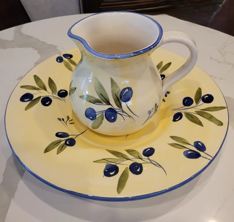 Antica Fornace Olive Pitcher & Plate Set thumbnail