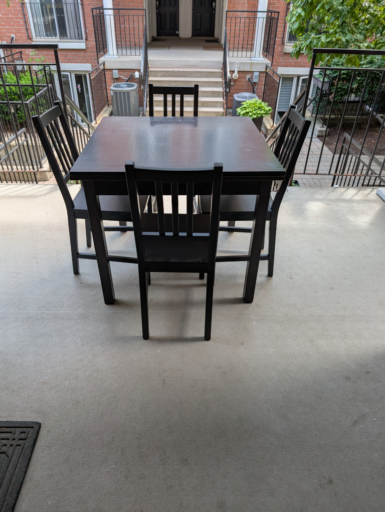 Dark Brown Square Dining Table with Chairs
