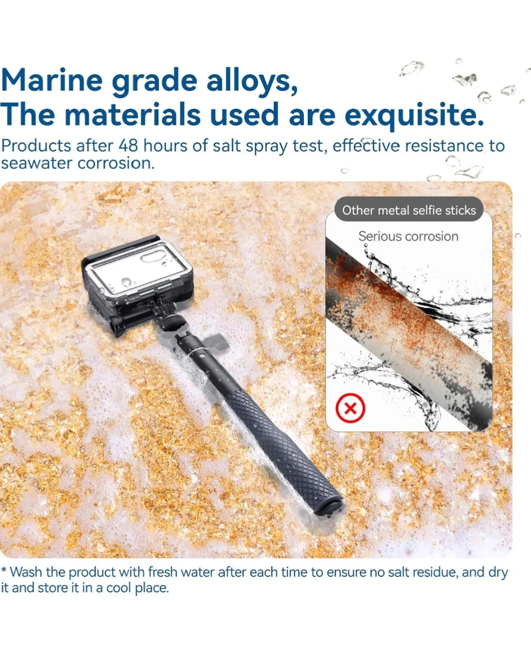 Extendable Waterproof Selfie Stick image indicator(2)