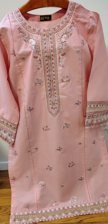 Pink Embroidered Kurti and trouser.blue kurta and trouser - photo 2