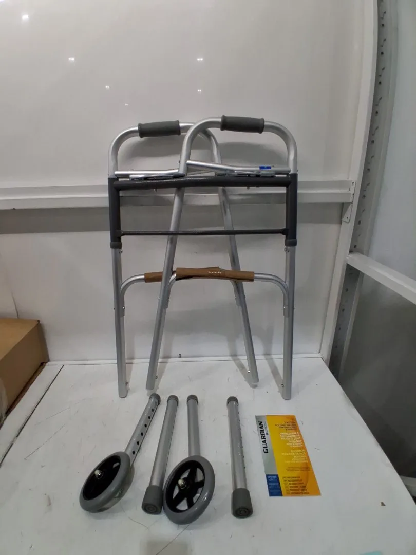 ADJUSTABLE ALUMINUM 2-BUTTON FOLDING WALKER - 300lbs capacit image indicator(3)