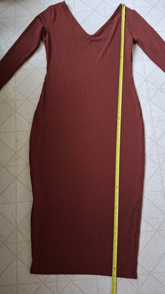 Burgundy Ribbed Long Sleeve Dress New - photo 4