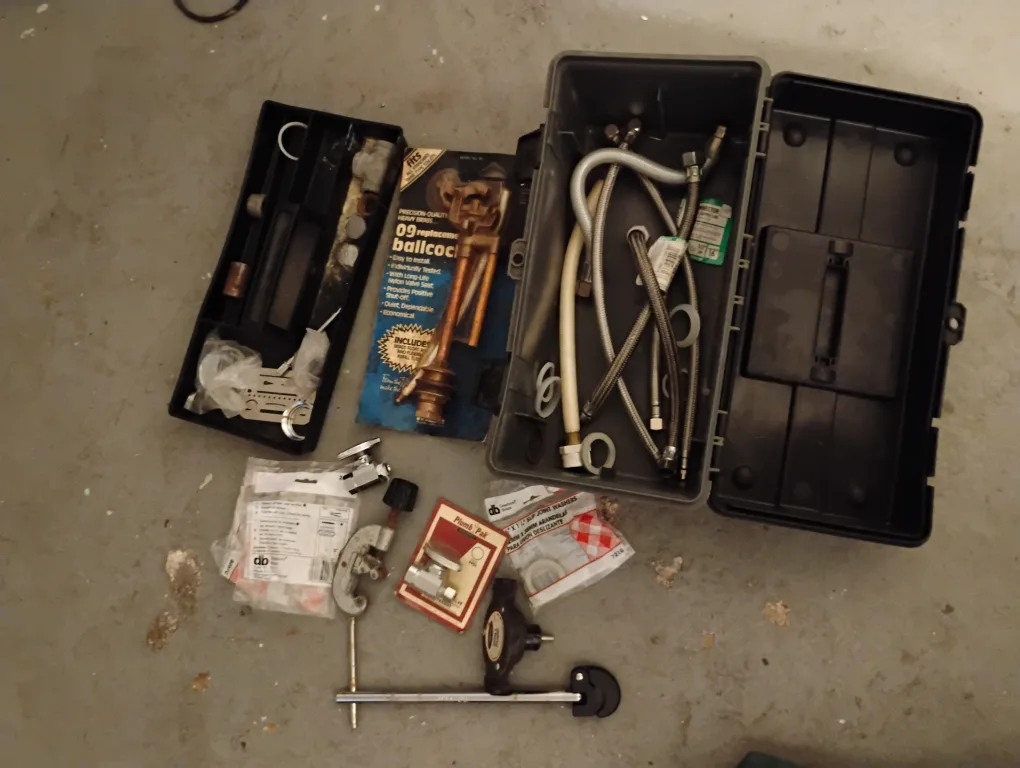 Toolbox of plumbing tools. thumbnail