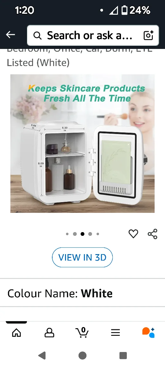 black CROWNFUL Mini Fridge - 4 Liter/6 Can - White image indicator(3)