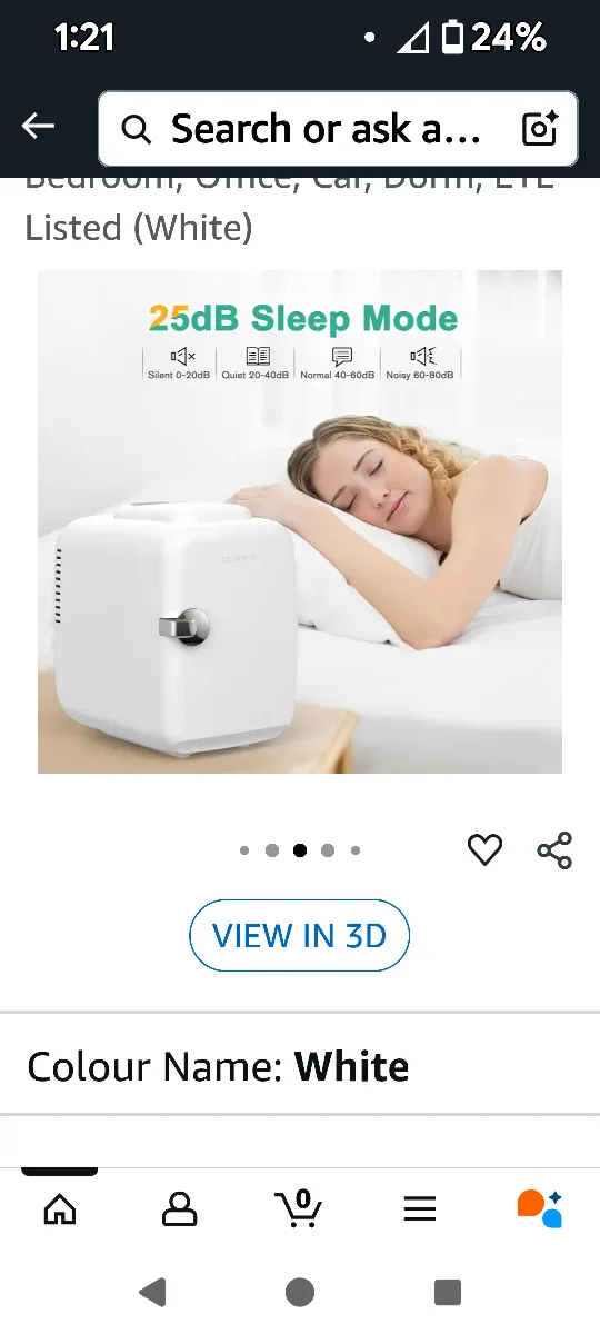 black CROWNFUL Mini Fridge - 4 Liter/6 Can - White image indicator(4)