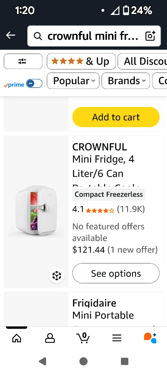 black CROWNFUL Mini Fridge - 4 Liter/6 Can - White image indicator(5)