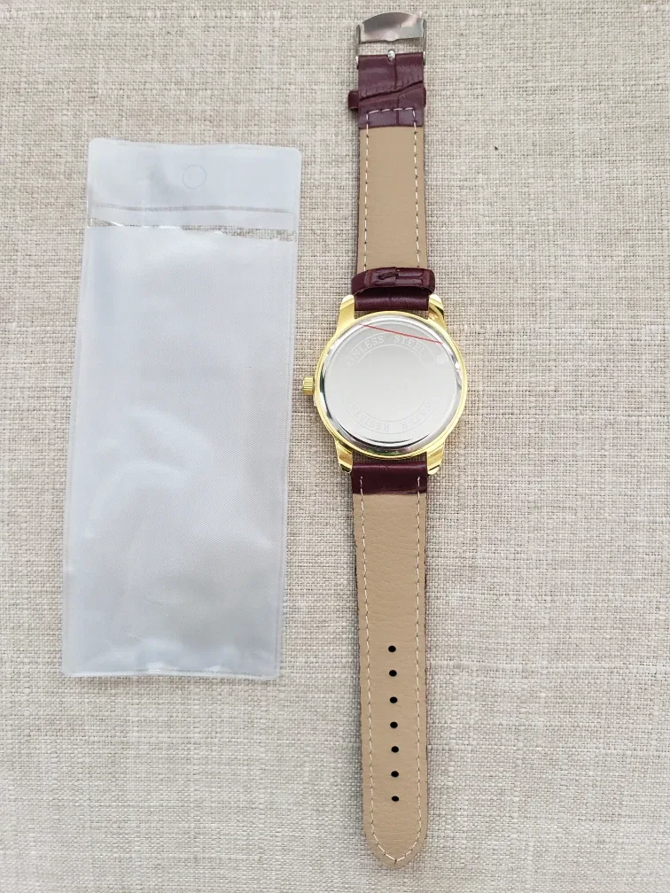 Gold-tone Dragon Design Wristwatch, Burgundy Band image indicator(2)