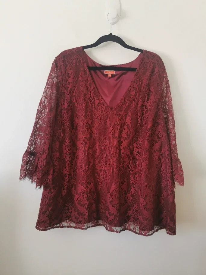 ModCloth Burgundy Lace Top - Size 4X image indicator(2)