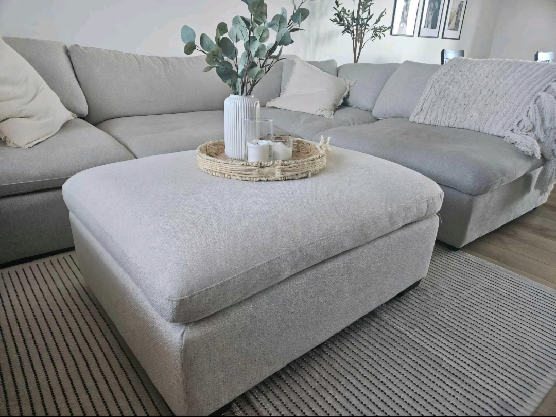 Oversized Cream Ottoman
