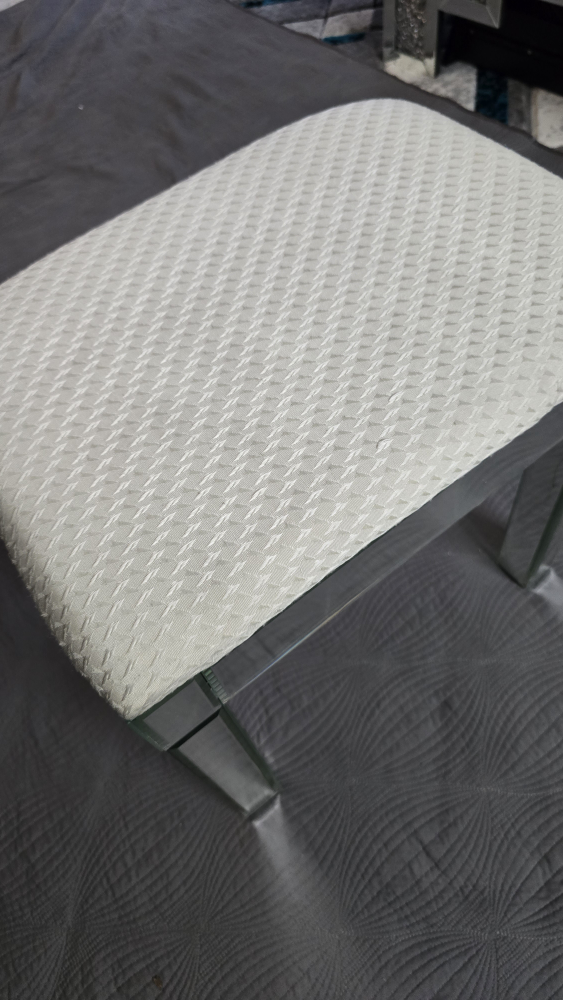 Mirrored Vanity Stool with White Cushion - photo 5