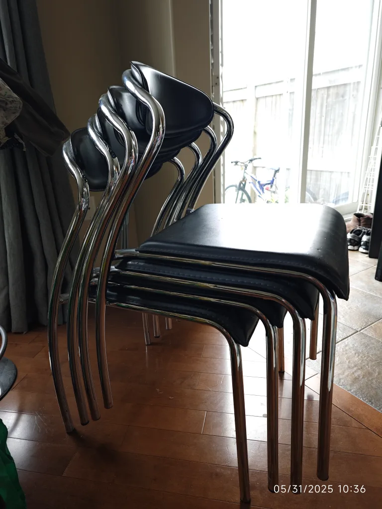Set of Black and Chrome Chairs thumbnail