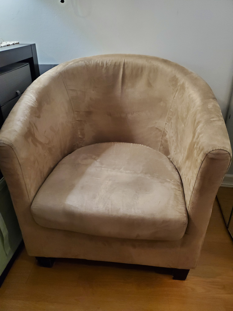 Beige Barrel Accent Chair