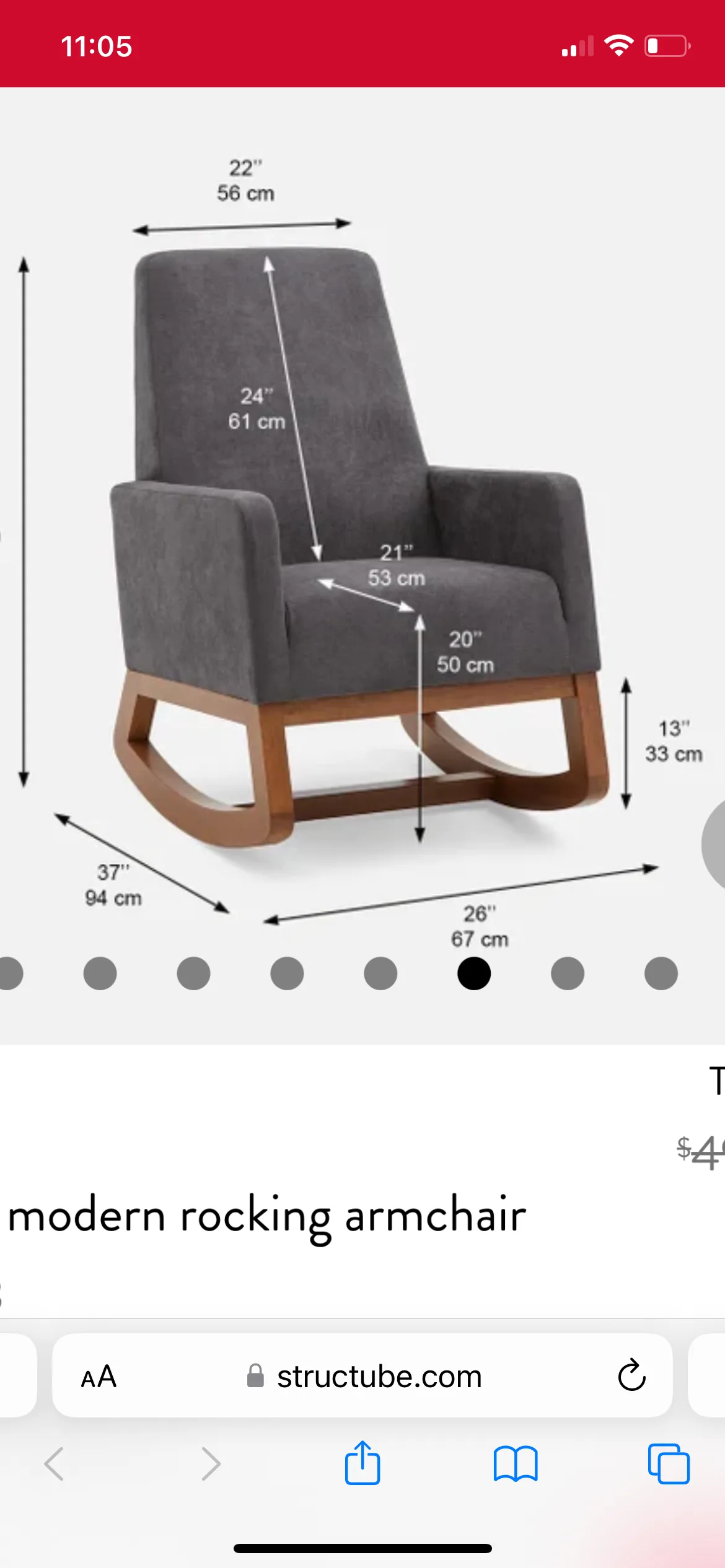 CEDRICK mid-century modern rocking armchair thumbnail